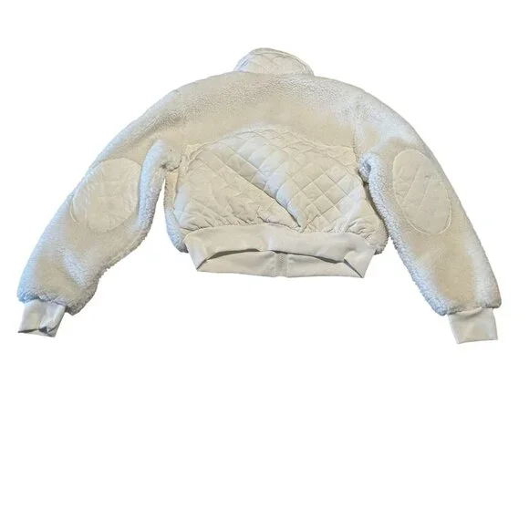 ALO Yoga Sherpa Edge Ivory White Bomber Jacket Women's X-Small XS